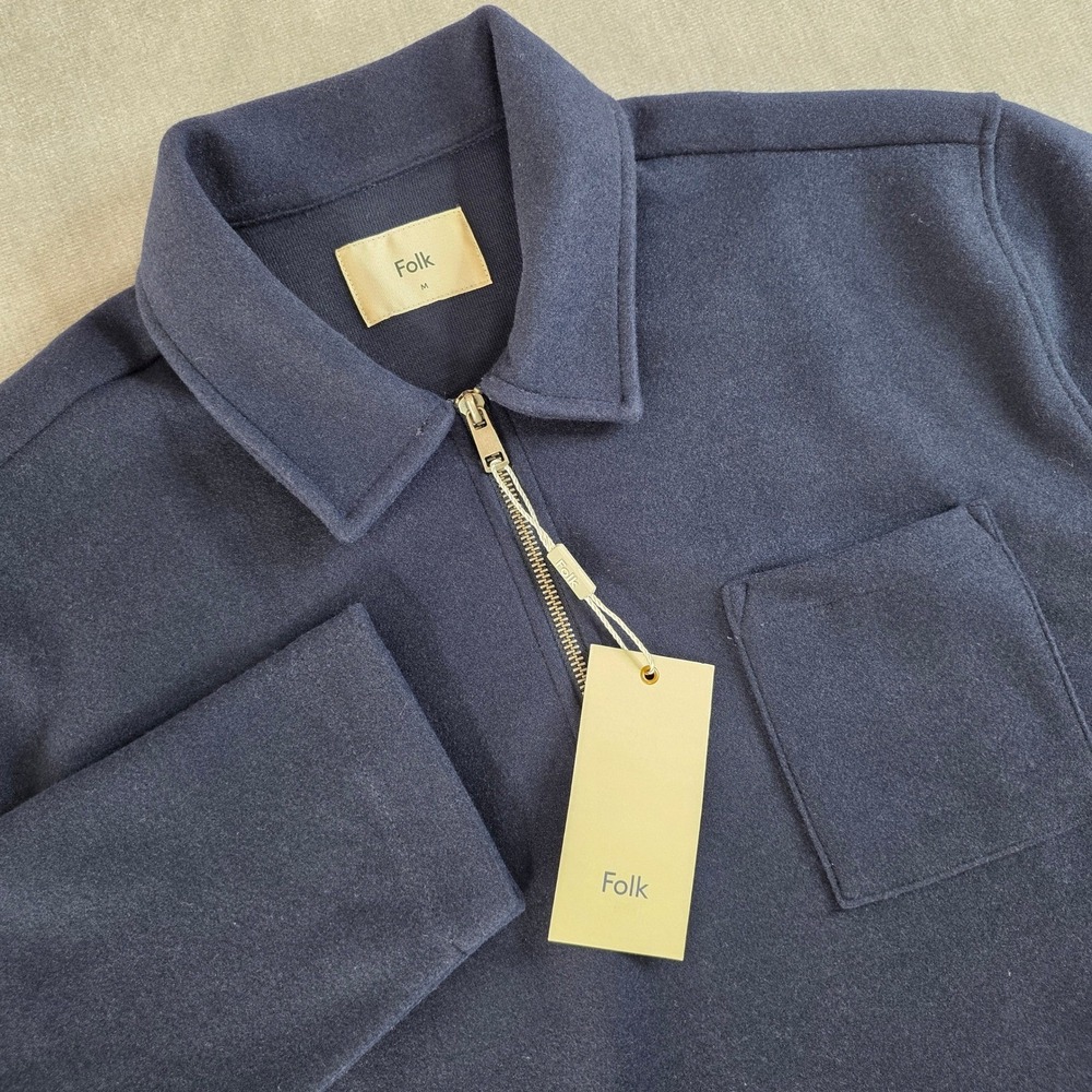 NWT Folk Clothing Navy Geldof Half-Zip Pullover Sweater Men's M British Design